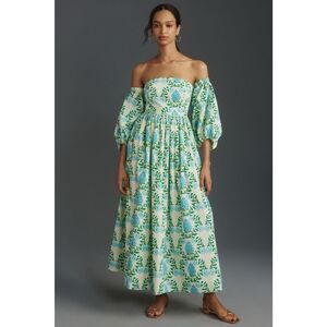 NWT Anthropologie Let Me Be Long-Sleeve Printed Midi Dress Small
